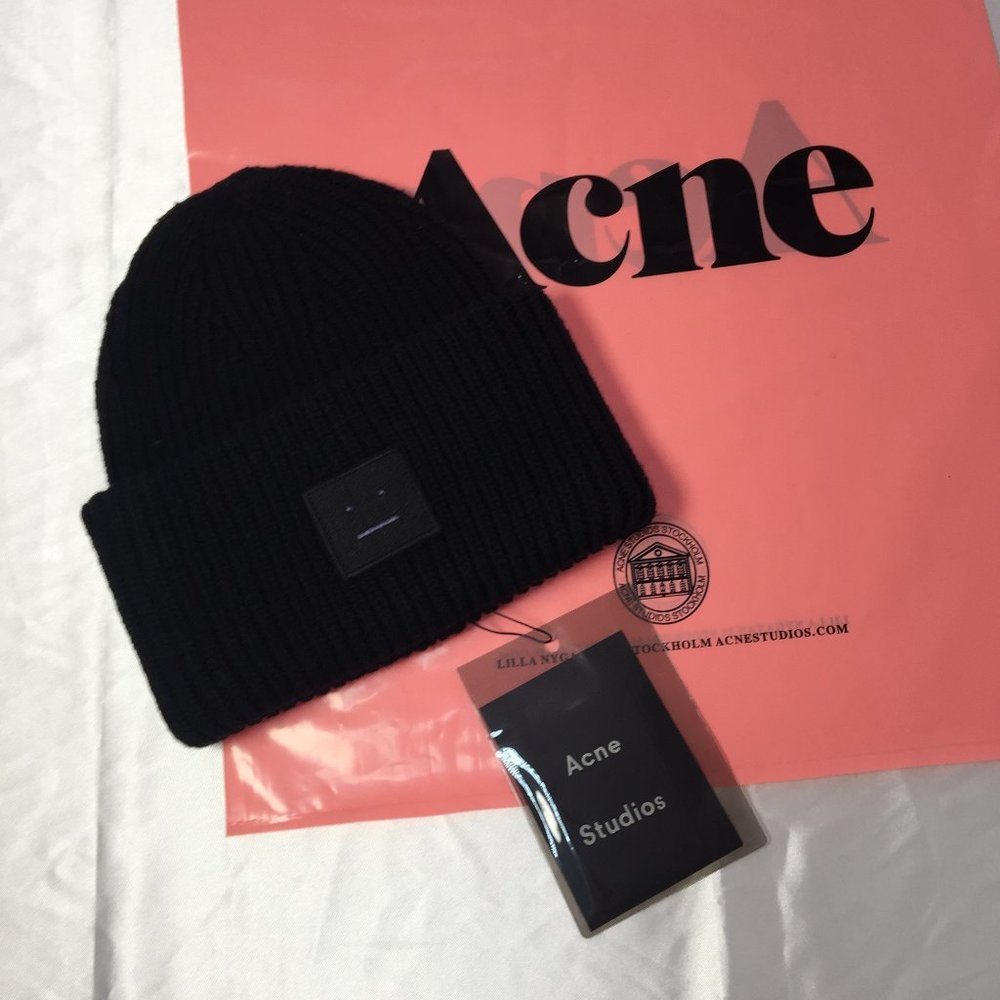 Acne Studios Pansy N Face Wool Beanie Black